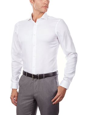 Calvin Klein/凯文克莱CK男装商务休闲免烫尖领纯色长袖衬衫修身