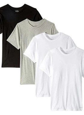 Calvin Klein/凯文克莱男装圆领T恤纯棉打底衫柔软舒适纯色4件装