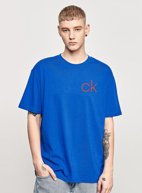 Calvin Klein/凯文克莱夏装CK男士休闲字母印花男装圆领短袖棉T恤