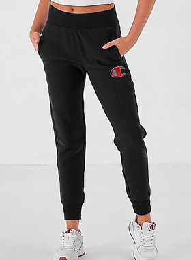 CHAMPION纯色百搭束脚裤冠军春季女装经典大C标Logo运动长裤集C