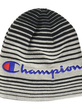 CHAMPION冠军男女刺绣Logo标双面翻转佩戴针织保暖条纹毛线帽集C