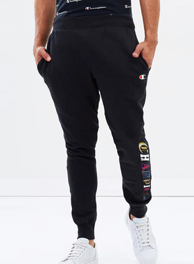 CHAMPION潮流束脚裤冠军春季男装复古字母Logo植绒印花加绒裤集C