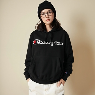 连帽衫 百搭刺绣字母长袖 潮 Champion冠军卫衣加绒女男情侣时尚 美版