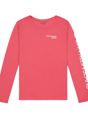 美国Calvin Klein新款CK长袖女logo印花圆领打底衫T恤时尚休闲