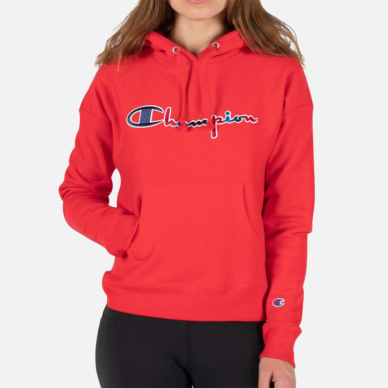 新年结婚喜庆红色卫衣男女情侣冠军CHAMPION刺绣标薄绒连帽衫集货