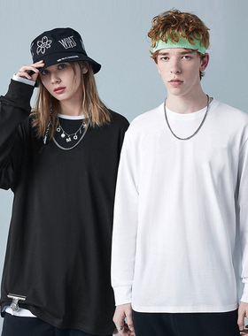 CHAMPION美版冠军春季男装绣标男士休闲纯色纯棉圆领长袖T恤集C