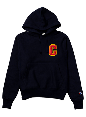 正品CHAMPION美版冠军高端Life春季男刺绣C标加绒连帽卫衣外套潮