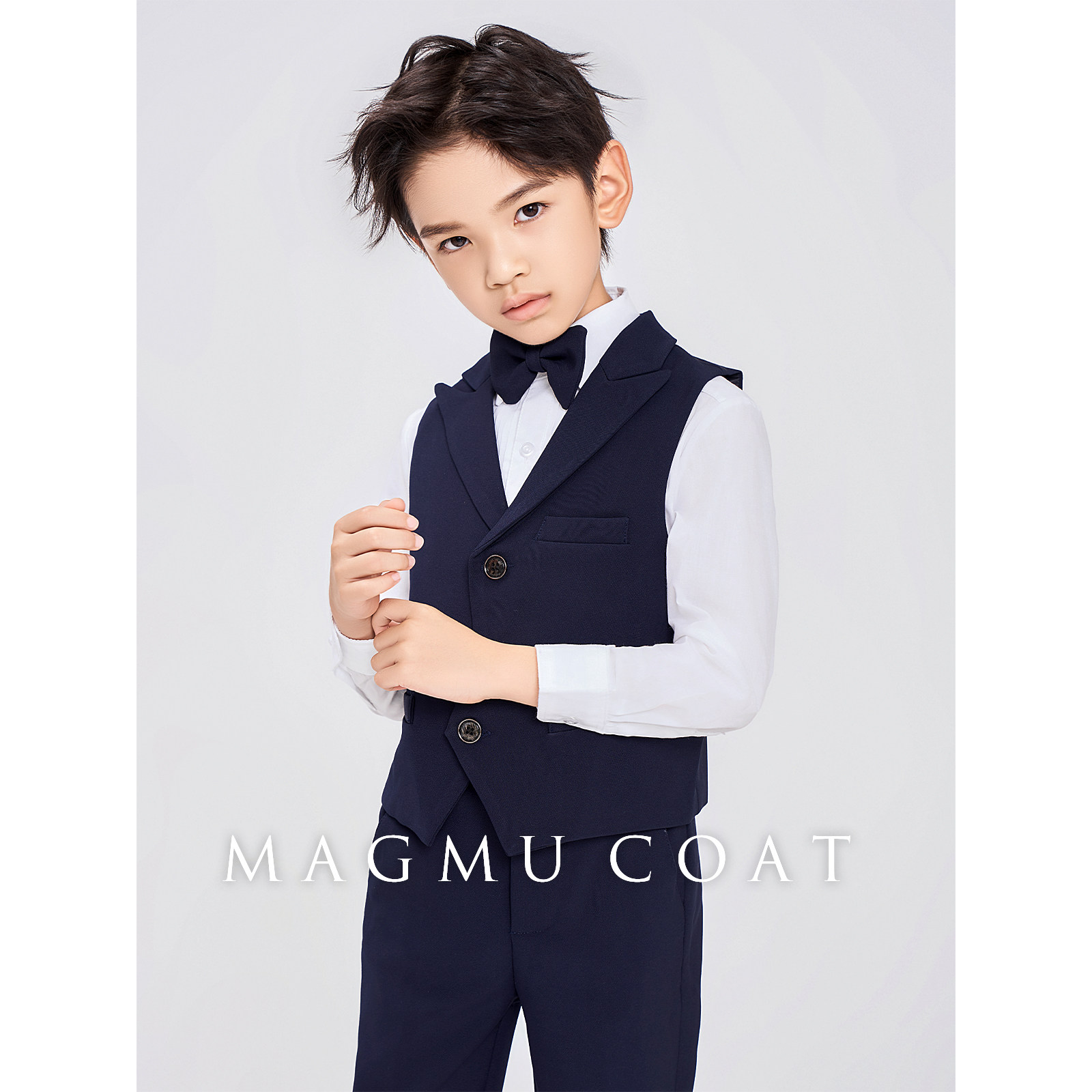 麦格牧儿童礼服男童秋冬花童西装马甲套装小主持人钢琴表演演出服