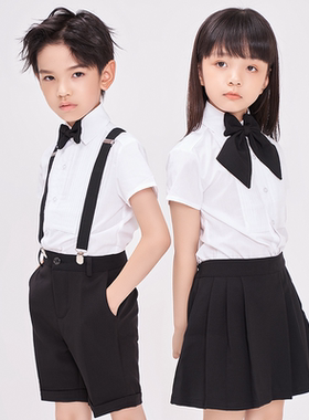 儿童白衬衫裤子校园套装