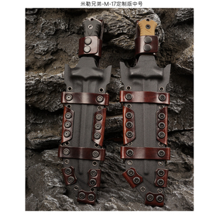 手工制作植鞣皮鞘美国刀匠米勒兄弟M17刀直刀鞘 户外露营求生工具