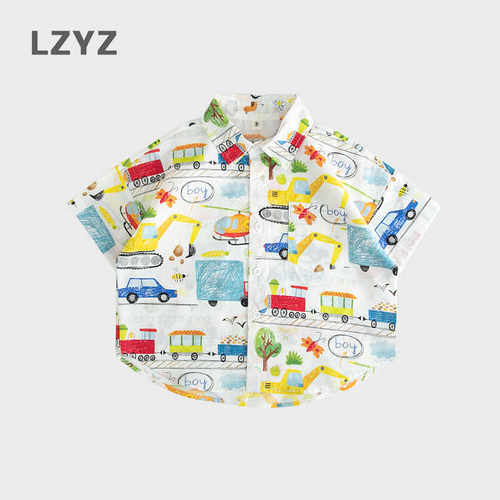 宽松短袖夏季纯棉衬衣LZYZ洋气