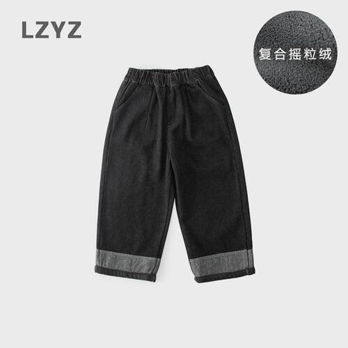儿童加绒加厚牛仔裤韩版休闲裤