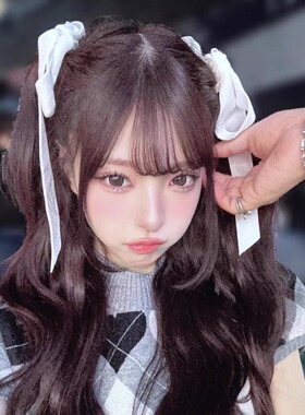 minami同款蝴蝶结垂耳兔双边白色丝带发饰少女樱花妹发夹头饰发卡