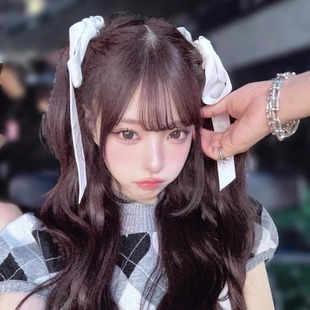 minami同款蝴蝶结垂耳兔双边白色丝带发饰少女樱花妹发夹头饰发卡