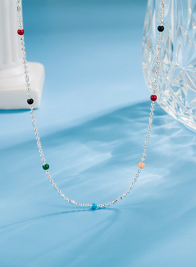 奥特莱斯撤柜捡漏18K金彩色豆豆项链99纯银闺蜜手链女士手饰配饰