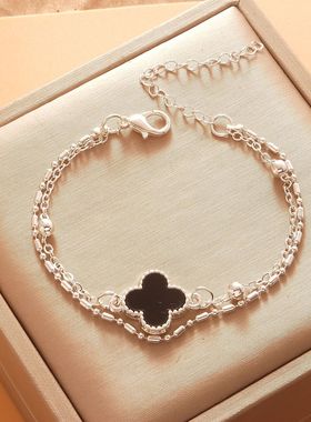 18K金四叶草手链女时尚百搭