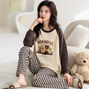 加厚保暖薄绒可外穿家居服套装 浪莎德绒睡衣女秋冬季 卡通圆领长袖