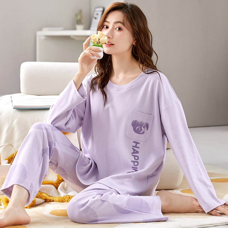 浪莎2025年新款春秋季睡衣女士纯棉长袖简约休闲高级感家居服套装