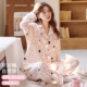 卡通可爱女生家居服套装 长袖 秋冬可外穿 开衫 浪莎纯棉睡衣女春秋季