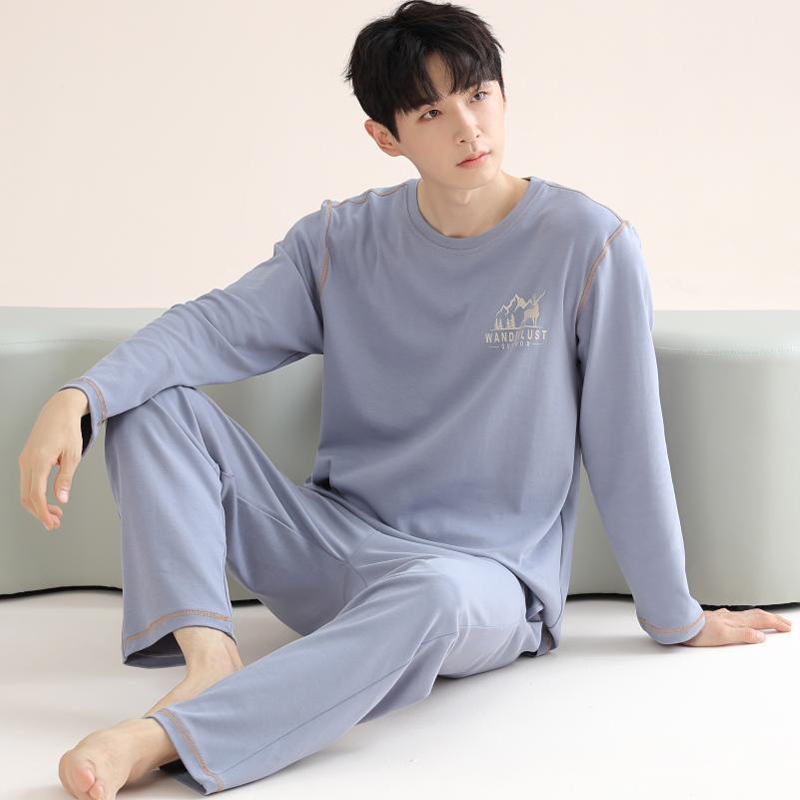 浪莎睡衣男莫代尔圆领长袖长裤