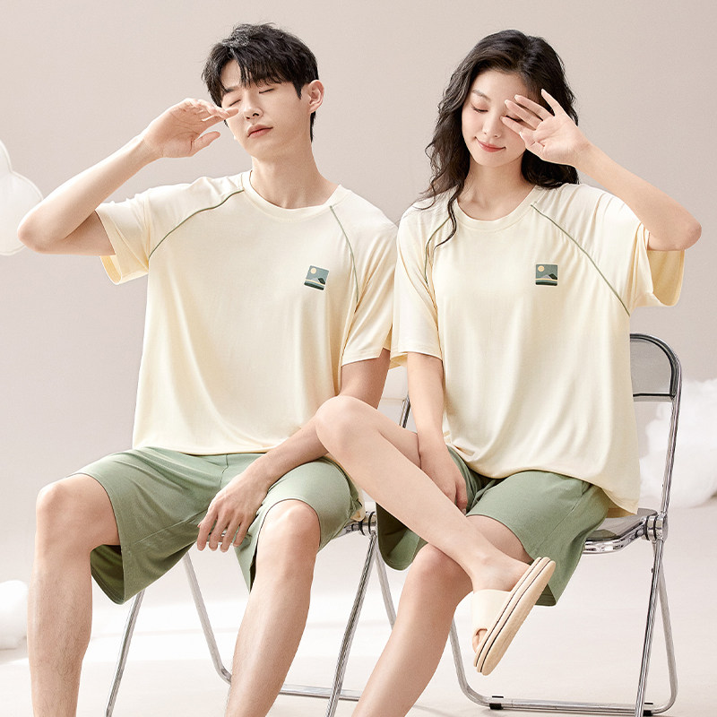 浪莎带胸垫情侣睡衣夏季薄款莫代尔短袖短裤男女士休闲家居服套装,女士内衣/男士内衣/家居服,睡衣/家居服套装,淘宝优惠券,粉丝福利购,淘宝优惠卷