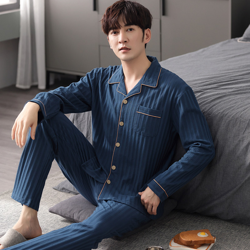 浪莎睡衣男春秋款纯棉翻领长袖开衫韩版气质男士秋冬家居服两件套,女士内衣/男士内衣/家居服,睡衣/家居服套装,淘宝优惠券,粉丝福利购,淘宝优惠卷