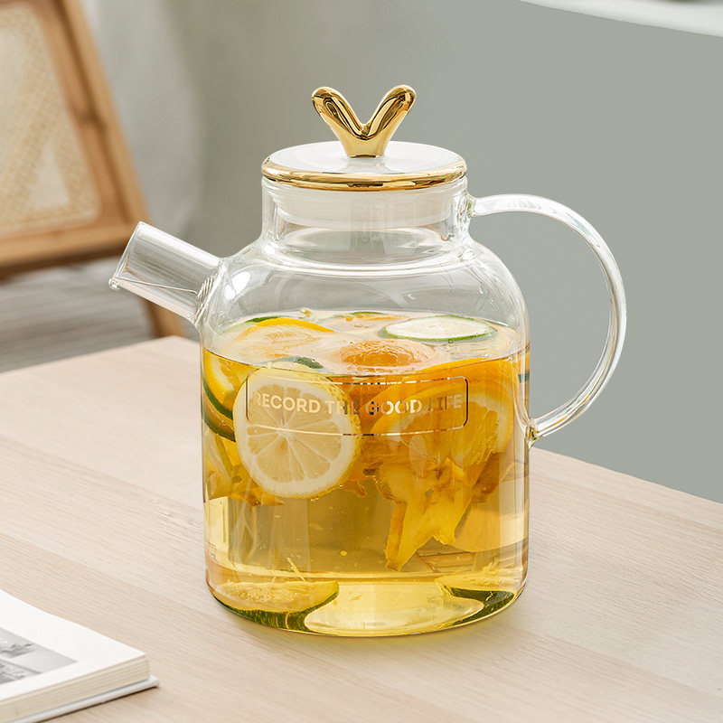 冷水壶玻璃耐高温家用大容量凉泡茶壶套装耐热装水开水瓶白色单壶