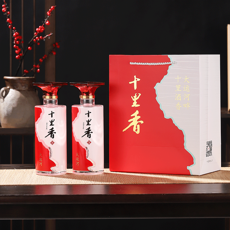 十里香 浓香型粮白酒40度大运河 500ml*2瓶送礼袋 河北沧州特产