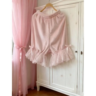 南瓜裤冬季加绒打底裤女洛丽塔可外穿蕾丝保暖安全裤jk短裤灯笼裤