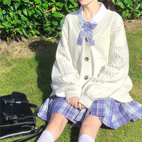 jk麻花针织开衫百搭风制服外套