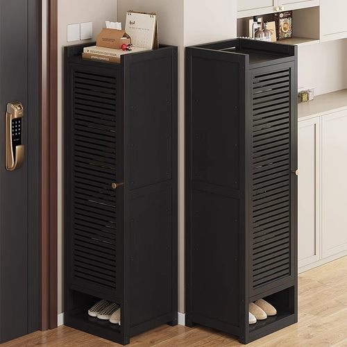 门口鞋柜极窄小型入户多层单门家用室内外楠竹鞋架收纳柜防尘玄关