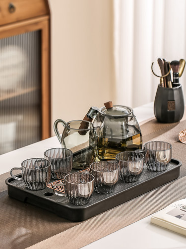 家用玻璃茶具套装办公室客厅待客耐高温泡茶壶茶杯功夫茶花茶壶杯