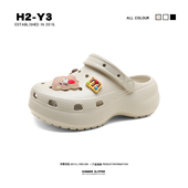 女2026流行新款 厚底防滑包头凉拖鞋 一体式 云朵洞洞鞋 外穿沙滩凉鞋