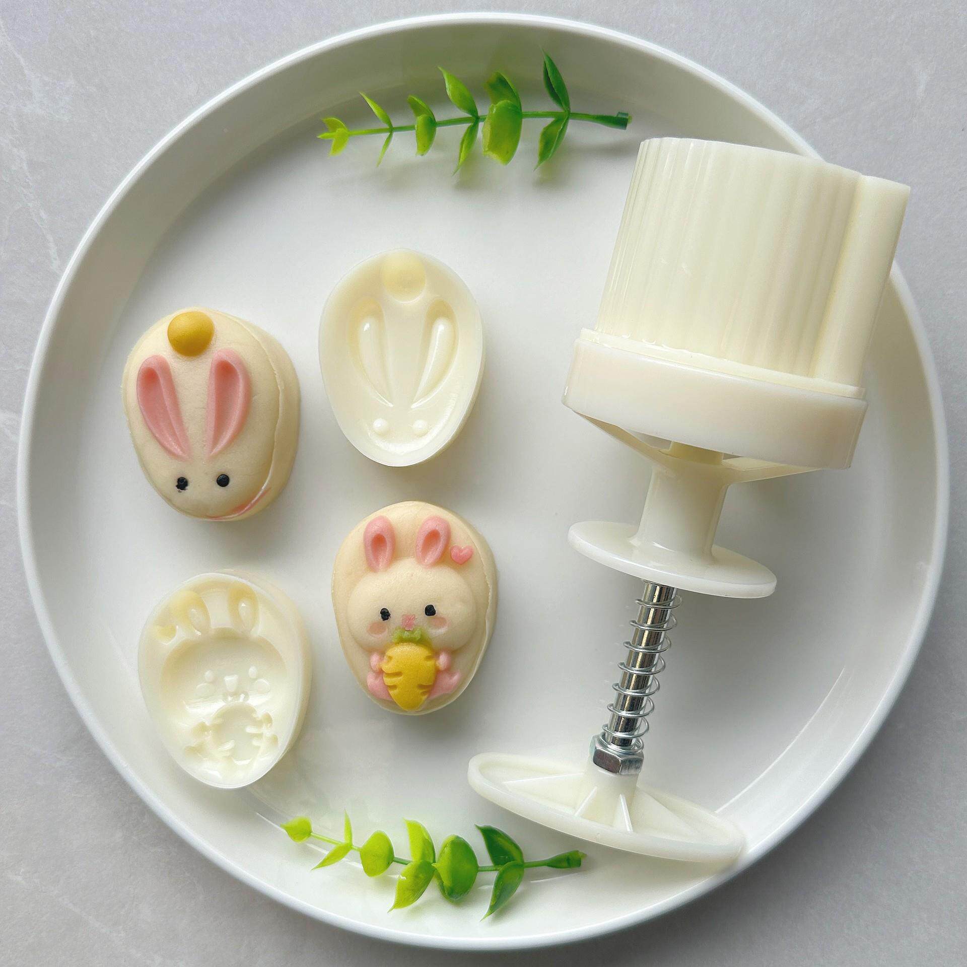 50克立体椭圆形兔子烘焙模具 卡通兔子绿豆糕光是桃山皮月饼模具