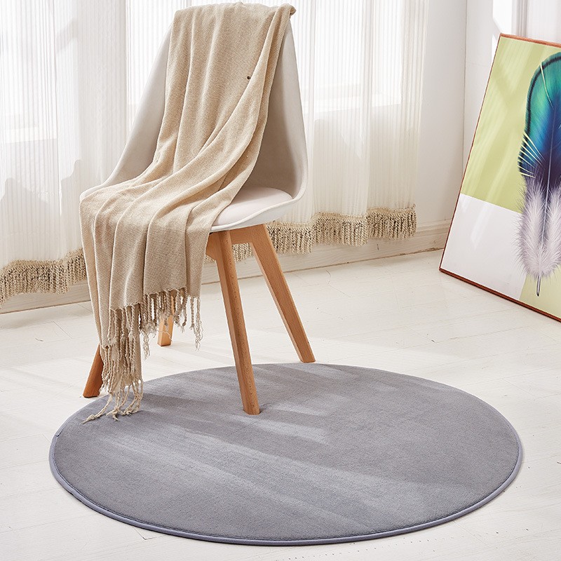 短毛珊瑚绒圆形地毯 客厅卧室床边毯 转椅电脑椅垫吊篮圆垫子定制