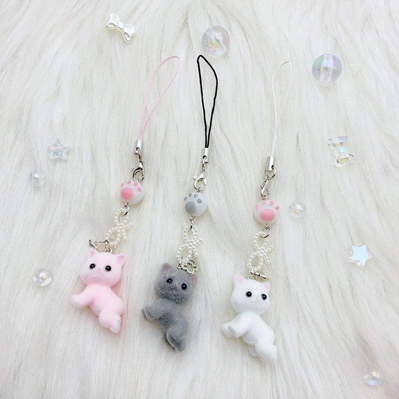 y2k少女植绒可爱趴趴猫蝴蝶结串珠猫爪咕本链卡册手机链挂件定制