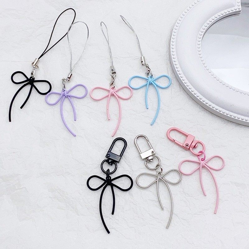 韩系ins风小众甜美多色蝴蝶结手机挂件AirPods挂饰简约可爱精定制