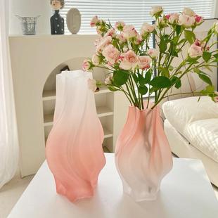 欧式 ins风酒店民宿工艺品鲜花干花花瓶定 创意玻璃花瓶高级感摆件