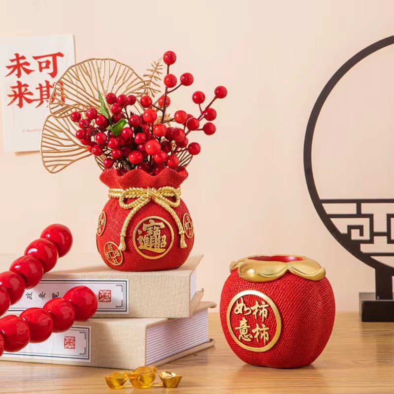创意喜庆福袋花瓶摆件乔迁新居客厅电视柜玄关装饰品开业生意定制