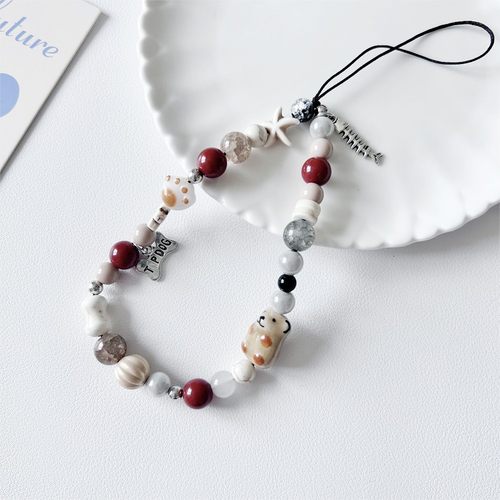 小熊ccd相机手绳diy珠子复古手机链挂绳手机壳挂件可爱防丢定制