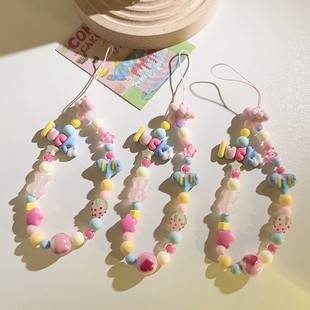 新款 爱心lucky串珠手机连包包挂饰手机挂绳通用手机壳diy挂件定制