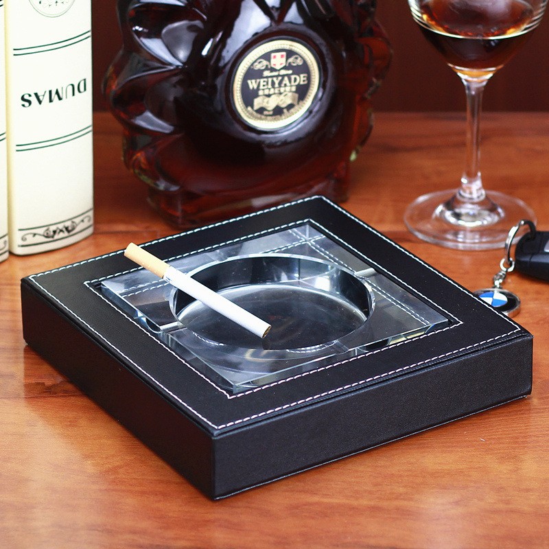 奢华皮质烟灰缸 欧式酒店办公专用创意礼品烟灰缸 家用烟灰缸定制