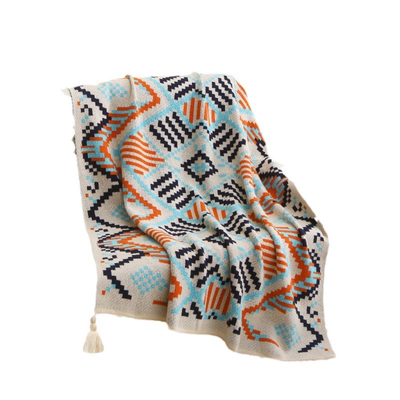 2025新款针织毯轻奢航空毯波西米亚风乌克丽丽空调毛毯沙发午定制