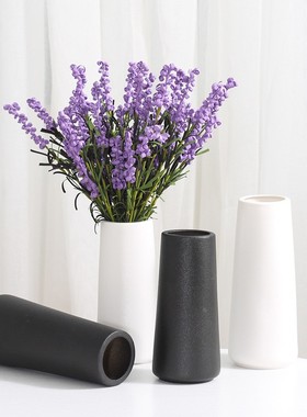 北欧现代陶瓷花瓶摆件黑白陶瓷h花器家居饰品工艺品摆件刻字l定制