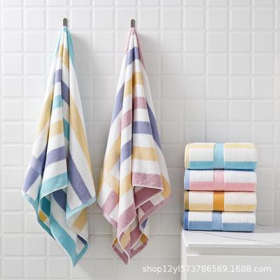 厂家外贸大尺寸沙滩彩条棉吸水条纹成人男女通用70*140cm浴