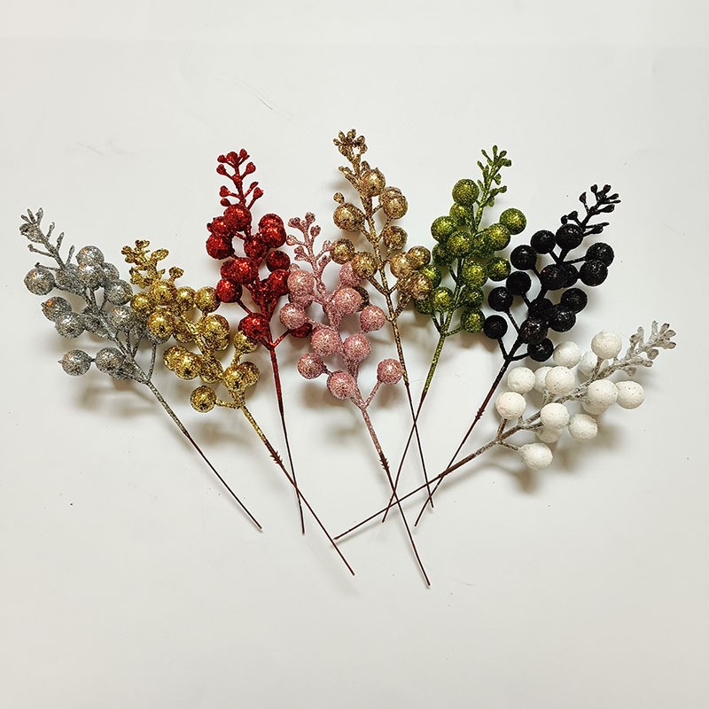 圣诞装饰品金粉浆果开心果红果子圣诞树插枝配件diy花束花环定制