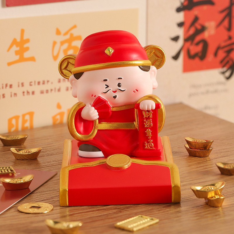 新款创意红包财神手机支架树脂摆件桌面装饰懒人追剧神器新年定制