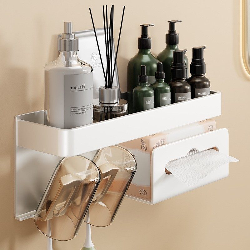 白色卫生间牙刷置物架免打孔漱口刷牙杯收纳壁挂太空铝电动牙定制