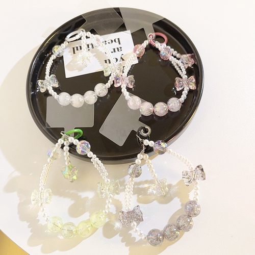 高级百搭串珠蝴蝶星星透色链仿手机挂绳含手环吊坠钥匙扣定制