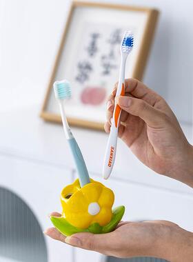 高温手绘花朵牙刷置物架座托摆台式洗手台卫生间牙具刷牙杯轻奢风